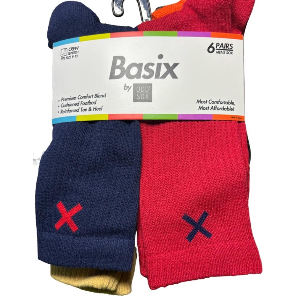Odd Sox Basix Colorful Athletic Mid Crew Length Socks Size 8-12